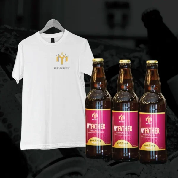 Munyard My Father Bundle - 3 Bottles of My Father Ale and a Munyard Branded T-Shirt in White