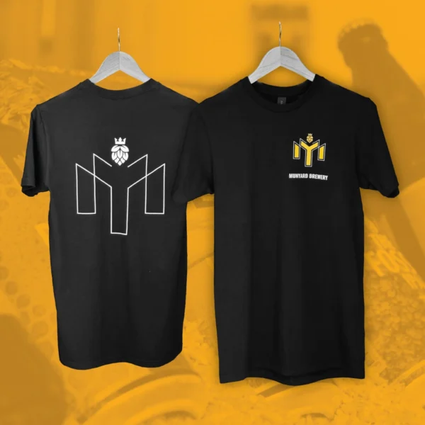 Black Munyard T-shirt with front and back designs