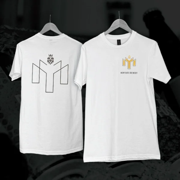 White Munyard T-shirt with front and back designs